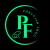 Phrygian Frog Site Logo with the letters PF surrounded by a frog with a music note as the eye on the bottom left of the PF letters and the words Phrygian Frog written in half a circle to the right of the PF letters 500 by 500 pixels.
